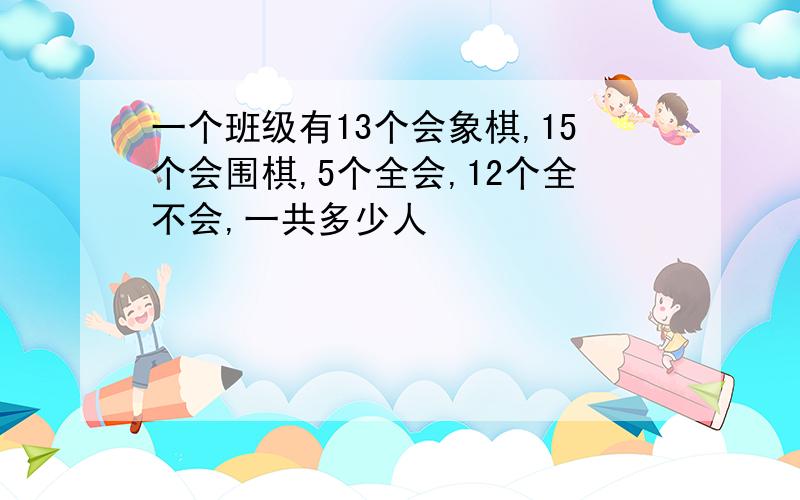 一个班级有13个会象棋,15个会围棋,5个全会,12个全不会,一共多少人