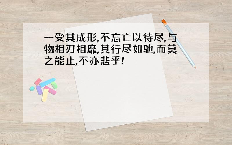 一受其成形,不忘亡以待尽,与物相刃相靡,其行尽如驰,而莫之能止,不亦悲乎!