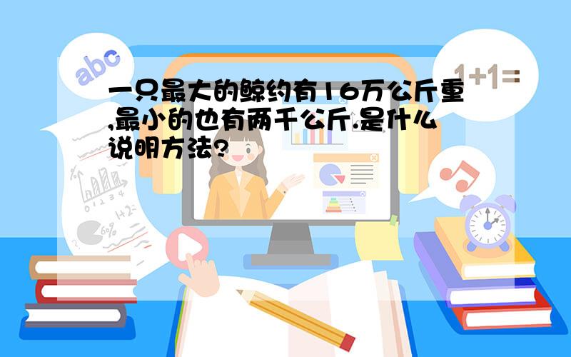 一只最大的鲸约有16万公斤重,最小的也有两千公斤.是什么说明方法?