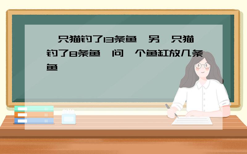 一只猫钓了13条鱼,另一只猫钓了8条鱼,问一个鱼缸放几条鱼