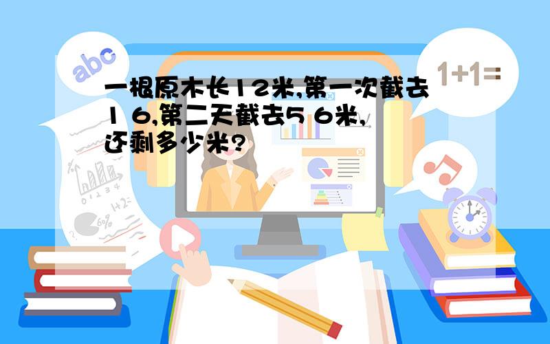 一根原木长12米,第一次截去1 6,第二天截去5 6米,还剩多少米?