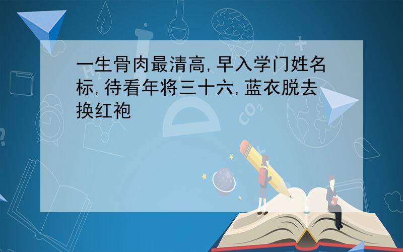 一生骨肉最清高,早入学门姓名标,待看年将三十六,蓝衣脱去换红袍