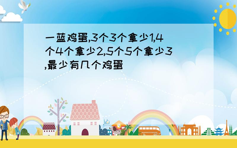 一蓝鸡蛋,3个3个拿少1,4个4个拿少2,5个5个拿少3,最少有几个鸡蛋