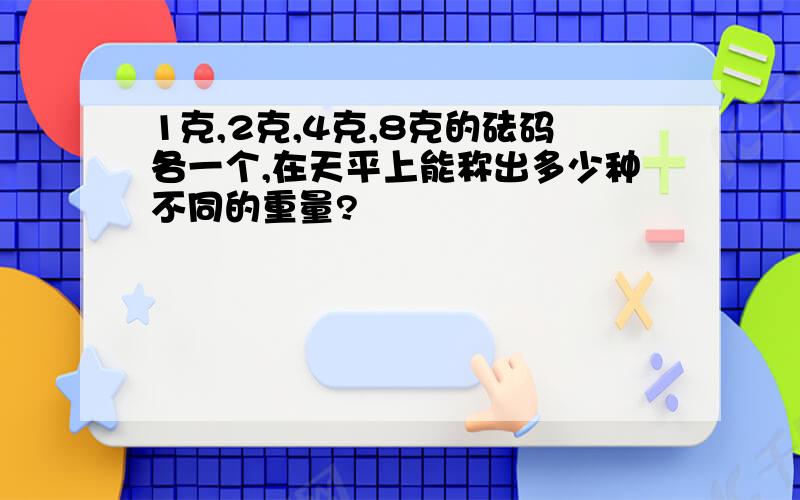 1克,2克,4克,8克的砝码各一个,在天平上能称出多少种不同的重量?