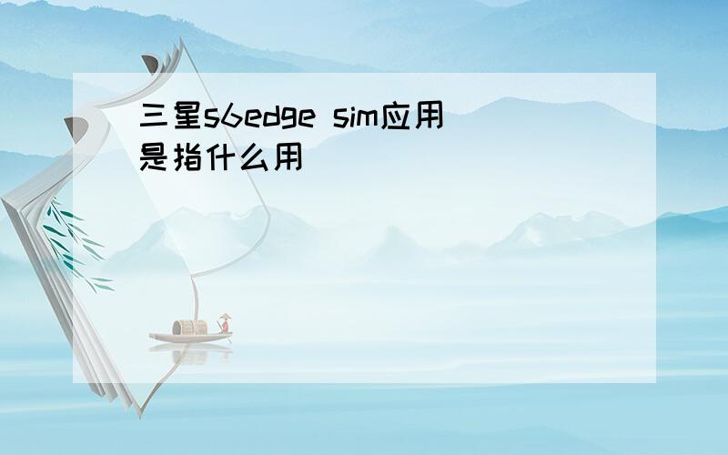 三星s6edge sim应用是指什么用