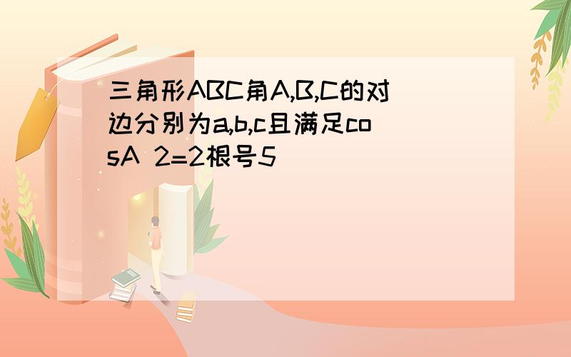 三角形ABC角A,B,C的对边分别为a,b,c且满足cosA 2=2根号5