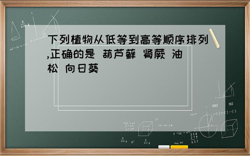 下列植物从低等到高等顺序排列,正确的是 葫芦藓 肾蕨 油松 向日葵