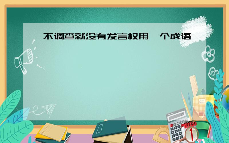 不调查就没有发言权用一个成语