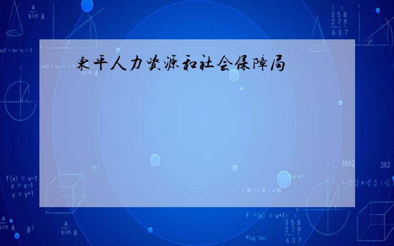 东平人力资源和社会保障局