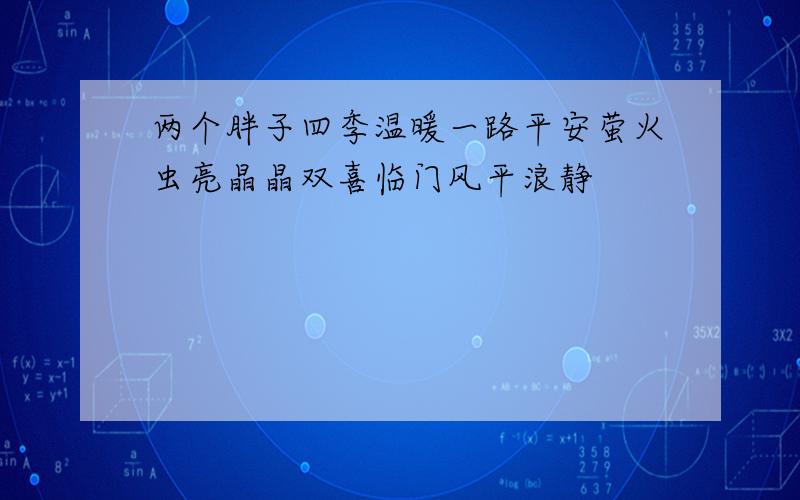 两个胖子四季温暖一路平安萤火虫亮晶晶双喜临门风平浪静