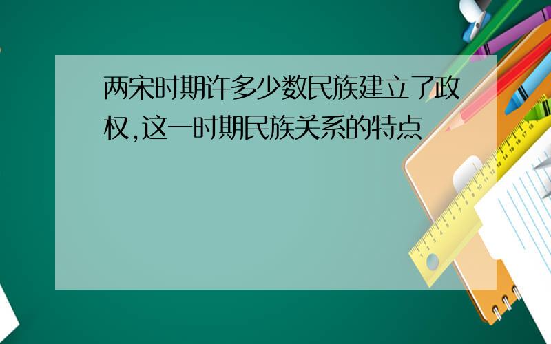 两宋时期许多少数民族建立了政权,这一时期民族关系的特点