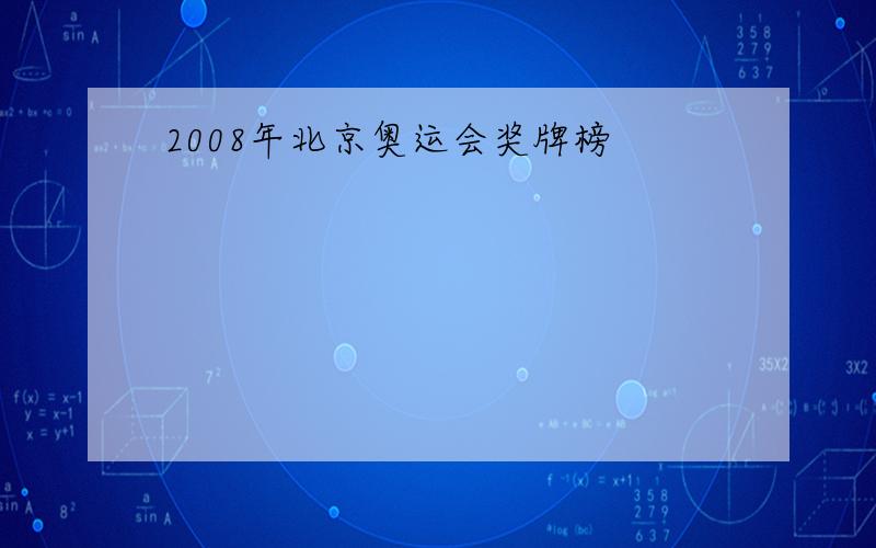 2008年北京奥运会奖牌榜