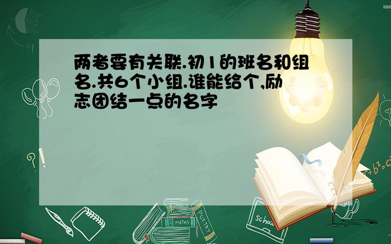 两者要有关联.初1的班名和组名.共6个小组.谁能给个,励志团结一点的名字