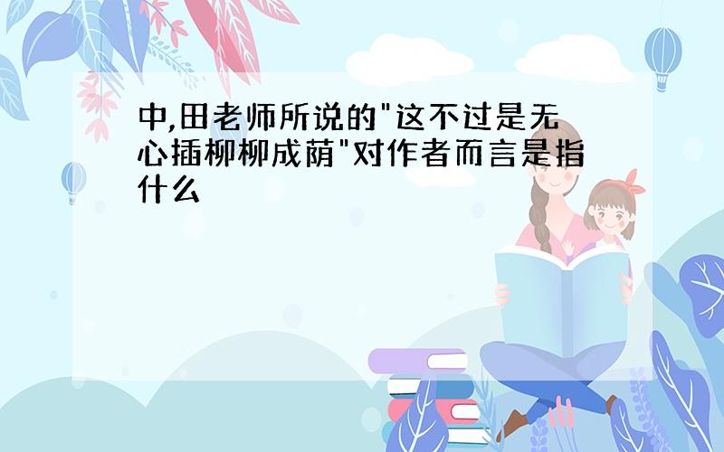 中,田老师所说的"这不过是无心插柳柳成荫"对作者而言是指什么