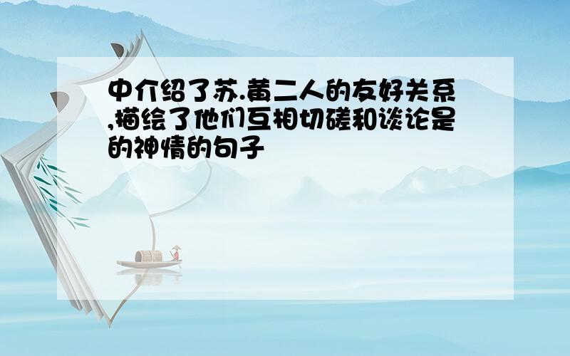 中介绍了苏.黄二人的友好关系,描绘了他们互相切磋和谈论是的神情的句子