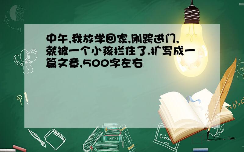 中午,我放学回家,刚跨进门,就被一个小孩拦住了.扩写成一篇文章,500字左右