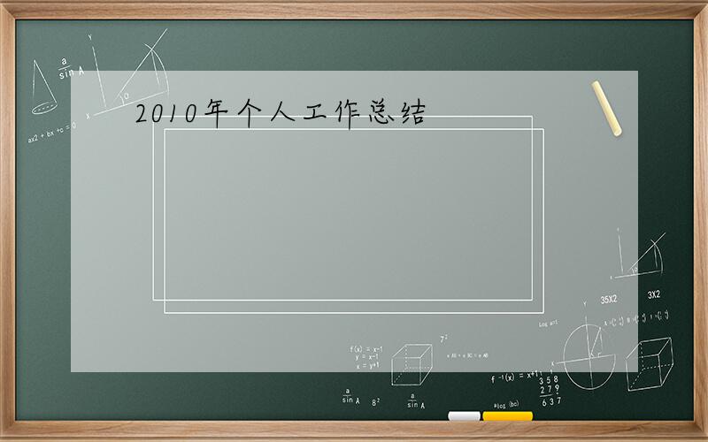 2010年个人工作总结