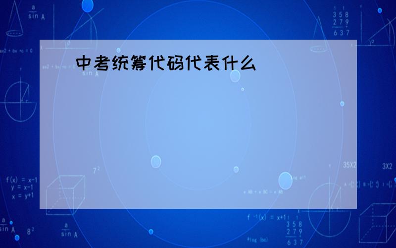 中考统筹代码代表什么