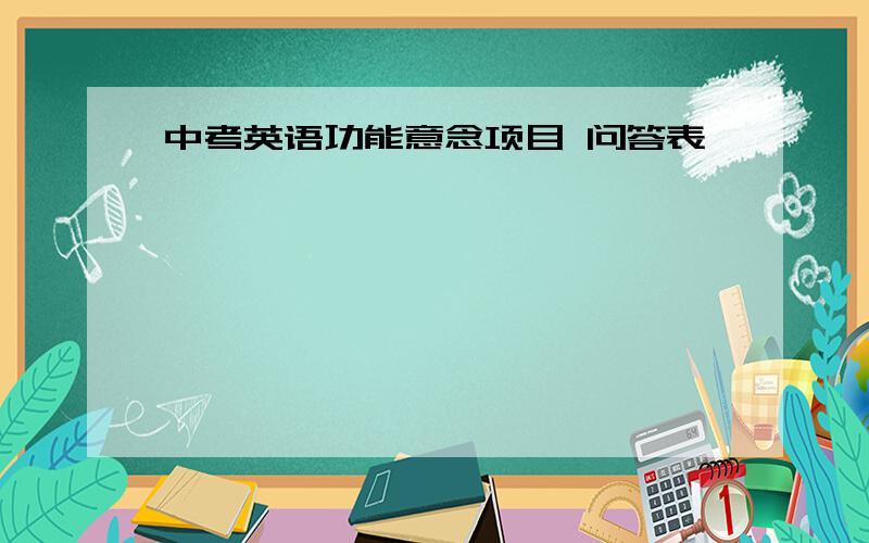 中考英语功能意念项目 问答表