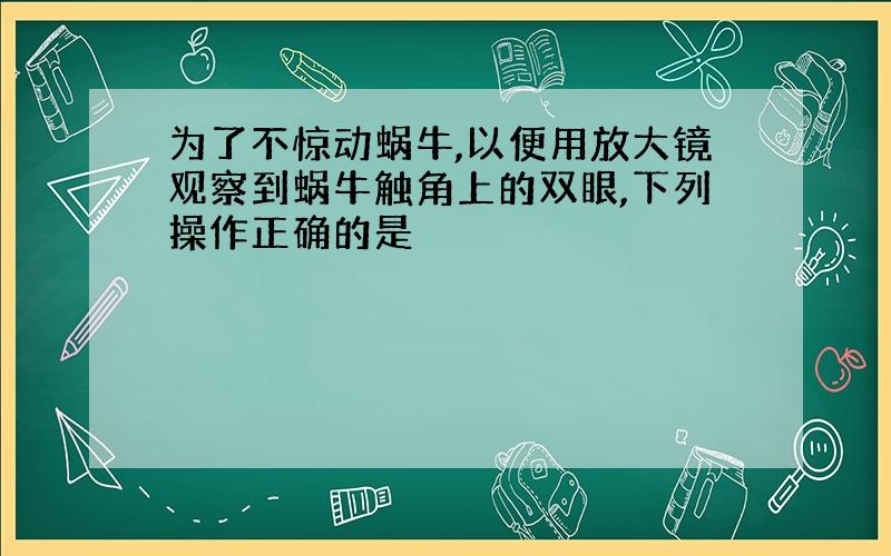 为了不惊动蜗牛,以便用放大镜观察到蜗牛触角上的双眼,下列操作正确的是