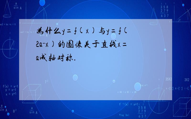 为什么y=f(x)与y=f(2a-x)的图像关于直线x=a成轴对称.