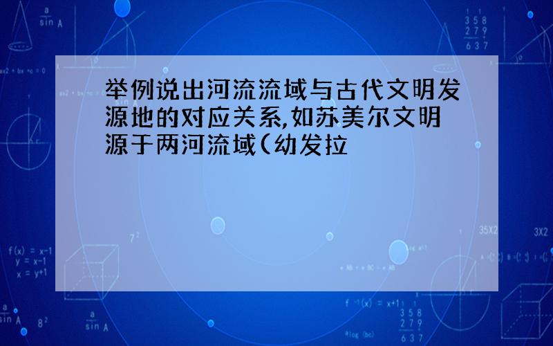 举例说出河流流域与古代文明发源地的对应关系,如苏美尔文明源于两河流域(幼发拉