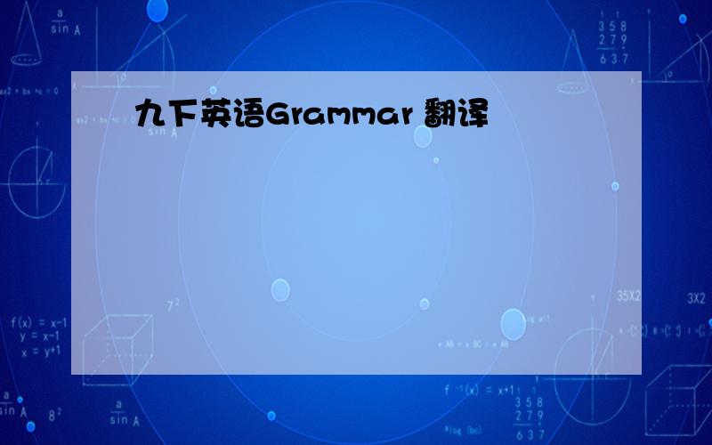 九下英语Grammar 翻译