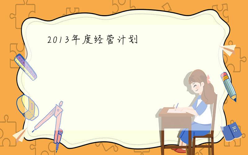 2013年度经营计划