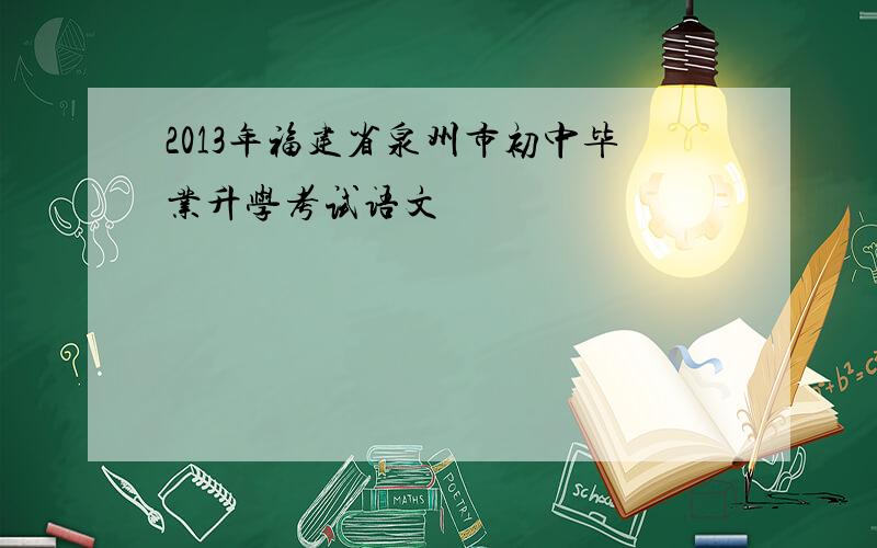 2013年福建省泉州市初中毕业升学考试语文