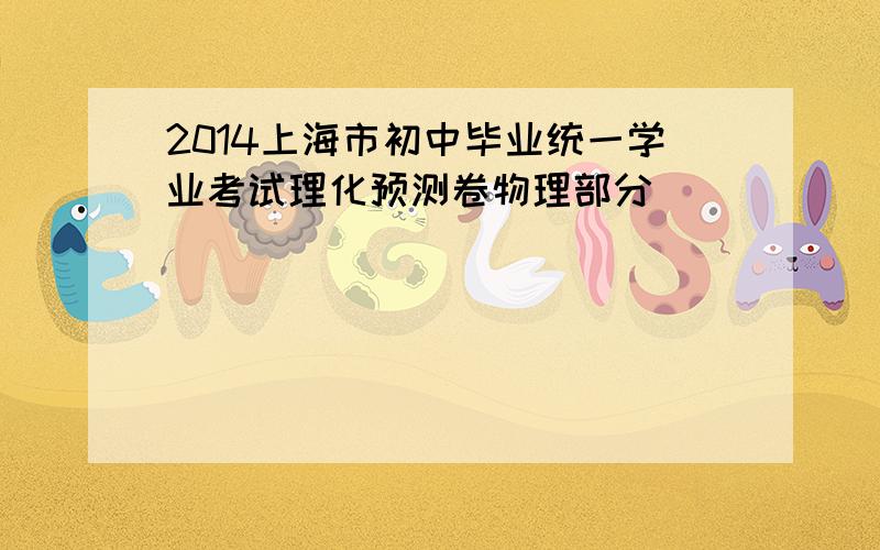 2014上海市初中毕业统一学业考试理化预测卷物理部分