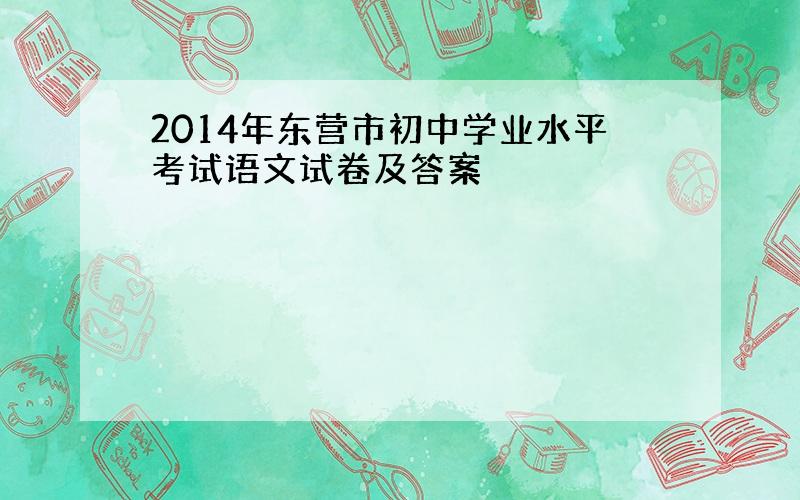 2014年东营市初中学业水平考试语文试卷及答案