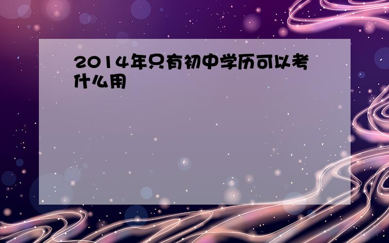 2014年只有初中学历可以考什么用