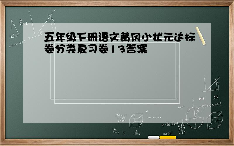 五年级下册语文黄冈小状元达标卷分类复习卷13答案