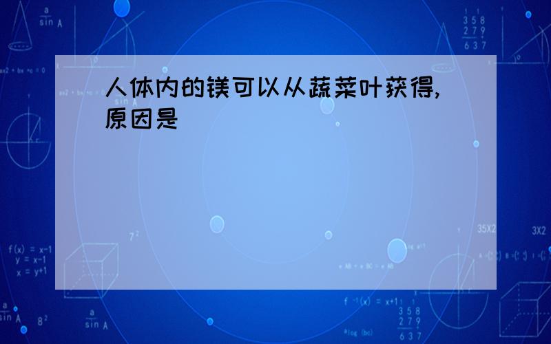 人体内的镁可以从蔬菜叶获得,原因是