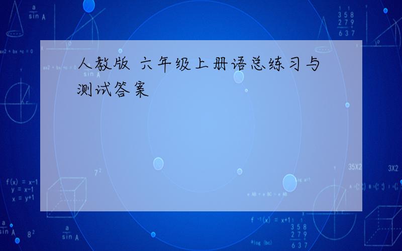 人教版 六年级上册语总练习与测试答案