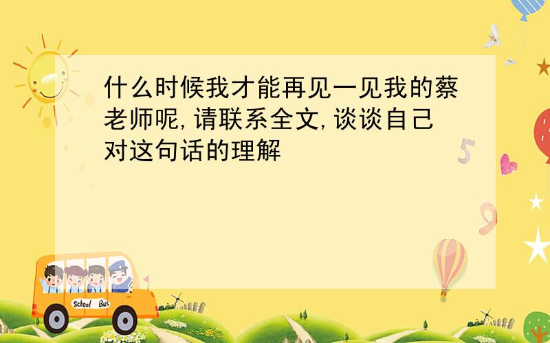 什么时候我才能再见一见我的蔡老师呢,请联系全文,谈谈自己对这句话的理解