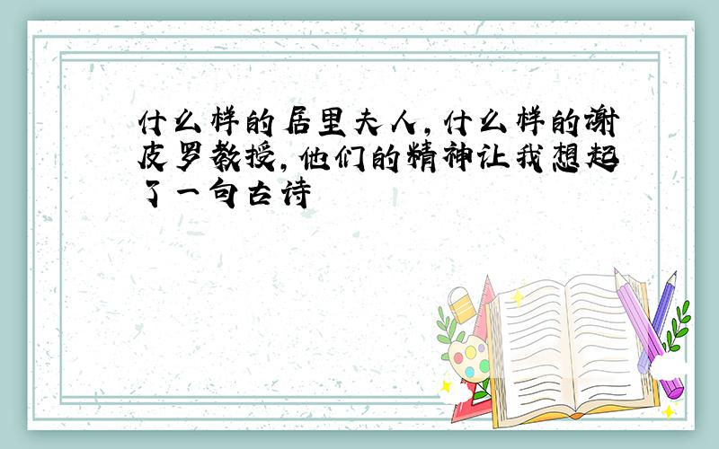 什么样的居里夫人,什么样的谢皮罗教授,他们的精神让我想起了一句古诗