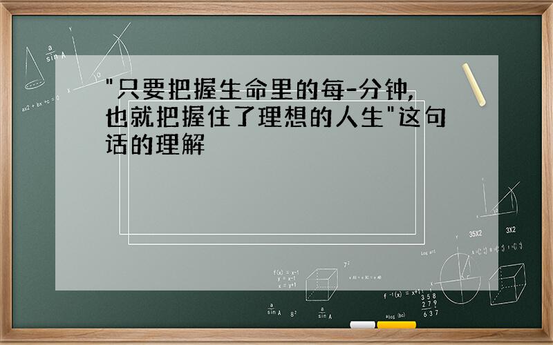 "只要把握生命里的每-分钟,也就把握住了理想的人生"这句话的理解