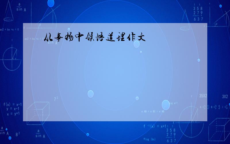 从事物中领悟道理作文