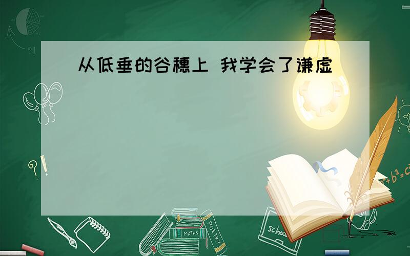 从低垂的谷穗上 我学会了谦虚