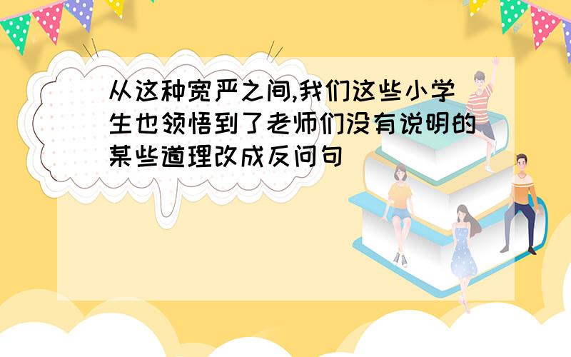 从这种宽严之间,我们这些小学生也领悟到了老师们没有说明的某些道理改成反问句