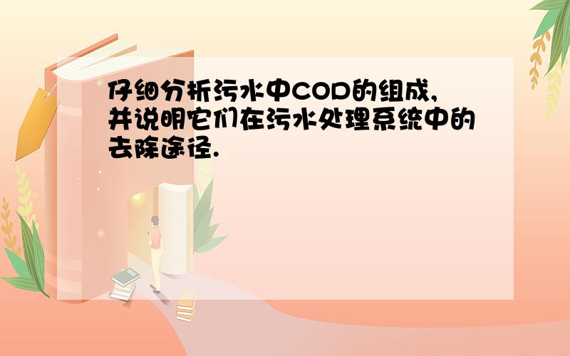 仔细分析污水中COD的组成,并说明它们在污水处理系统中的去除途径.