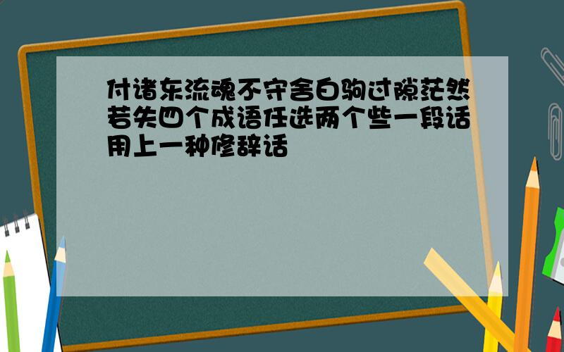 付诸东流魂不守舍白驹过隙茫然若失四个成语任选两个些一段话用上一种修辞话