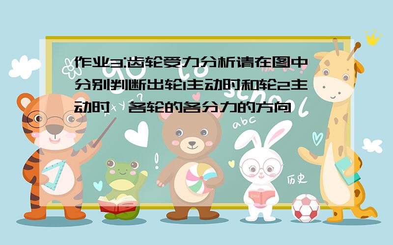 作业3:齿轮受力分析请在图中分别判断出轮1主动时和轮2主动时,各轮的各分力的方向