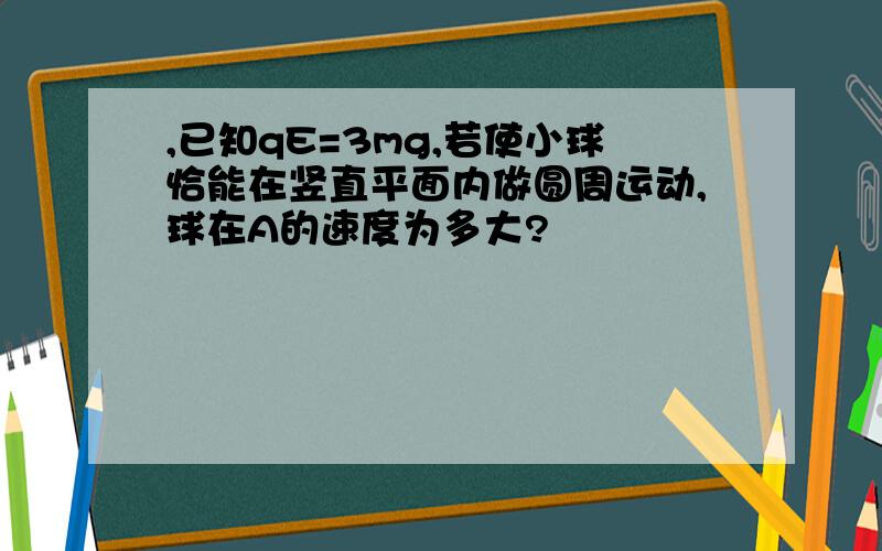 ,已知qE=3mg,若使小球恰能在竖直平面内做圆周运动,球在A的速度为多大?