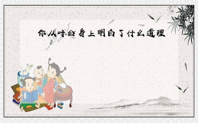 你从叶公身上明白了什么道理