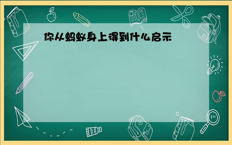 你从蚂蚁身上得到什么启示