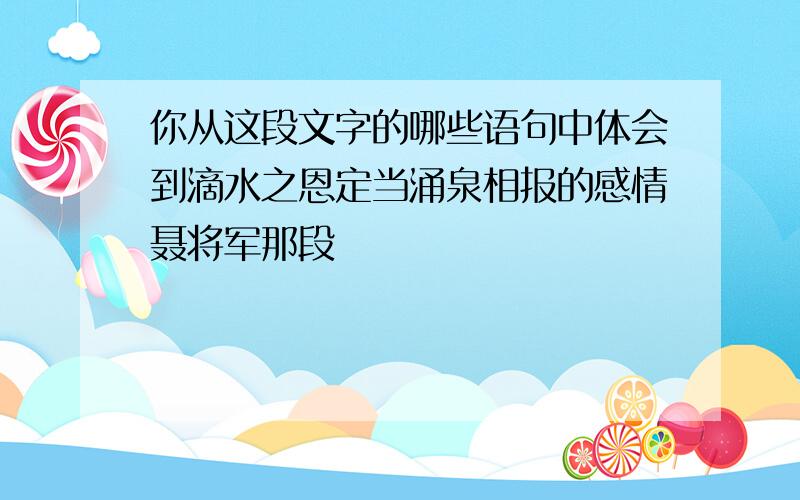 你从这段文字的哪些语句中体会到滴水之恩定当涌泉相报的感情聂将军那段