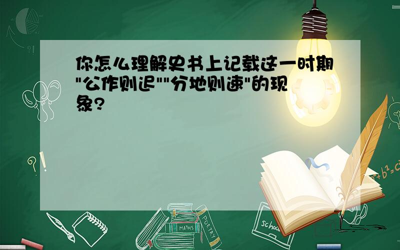 你怎么理解史书上记载这一时期"公作则迟""分地则速"的现象?