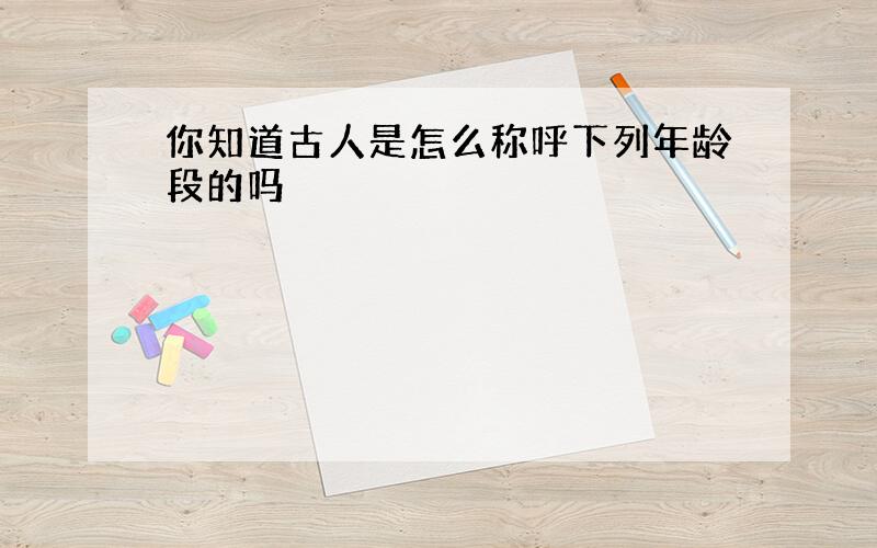 你知道古人是怎么称呼下列年龄段的吗